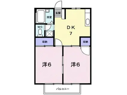 シティハイツさとうB(2DK/2階)の間取り写真