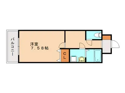 ベルガモット(1K/2階)の間取り写真