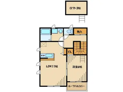 SYフラット(1LDK/2階)の間取り写真