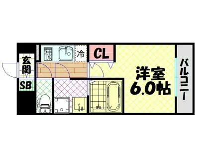 エスリード弁天町クレール(1K/3階)の間取り写真