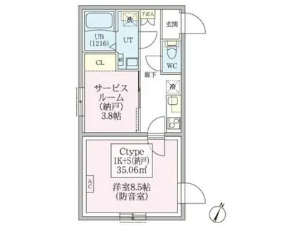 スカイラシクラス田園調布本町(1SK/1階)の間取り写真