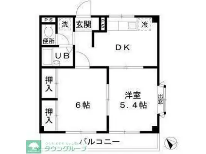 エステートピア石渡(2DK/2階)の間取り写真