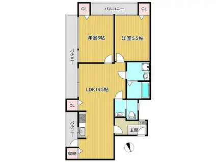 パレス麻布(2LDK/4階)の間取り写真