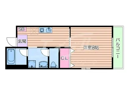 ＪＲ東海道本線 岸辺駅 徒歩8分 3階建 築24年(1K/2階)の間取り写真