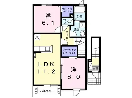 ジェルメメゾン MN(2LDK/2階)の間取り写真
