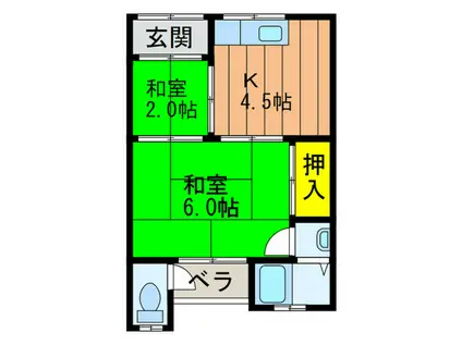 いち恵荘(2K/2階)の間取り写真