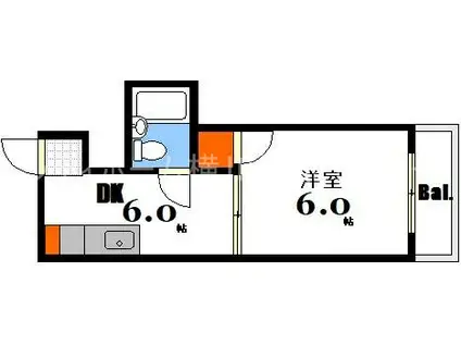 コーポみやはら(1DK/2階)の間取り写真