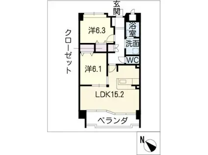 レジデンス養父(2LDK/3階)の間取り写真