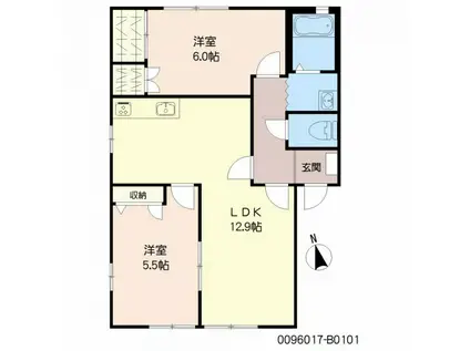 ハイアットセト  B棟(2LDK/1階)の間取り写真