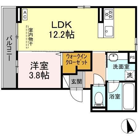 グランコスモHT(1LDK/2階)の間取り写真
