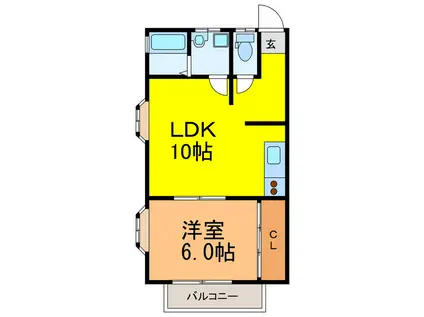 シェークケイノ(1LDK/1階)の間取り写真