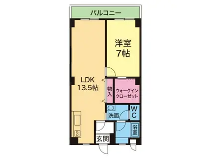YKビル(1LDK/7階)の間取り写真