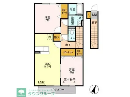 ノールメゾン II(2LDK/2階)の間取り写真