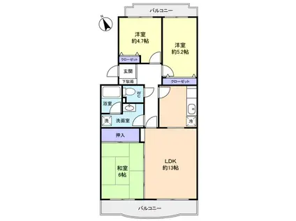 コートウィステリア(3LDK/2階)の間取り写真