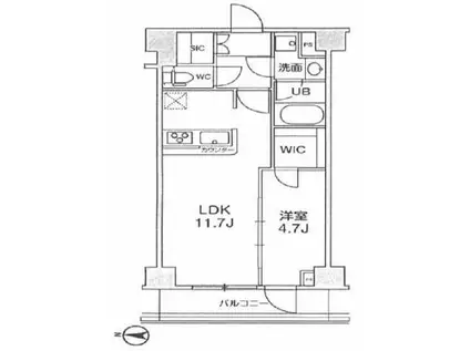 ジェノヴィア本所吾妻橋IIスカイガーデン(1LDK/7階)の間取り写真
