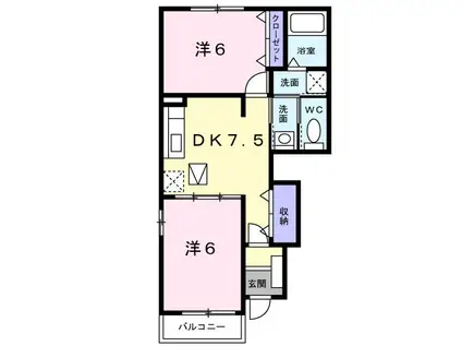 レジデンスAI(2DK/1階)の間取り写真
