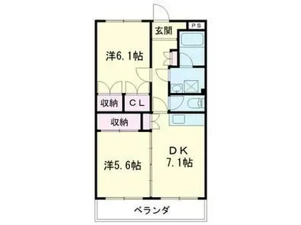 ビューパークロード(2DK/2階)の間取り写真