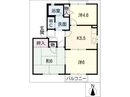 サニーファイブ E棟(3K/2階)の間取り写真