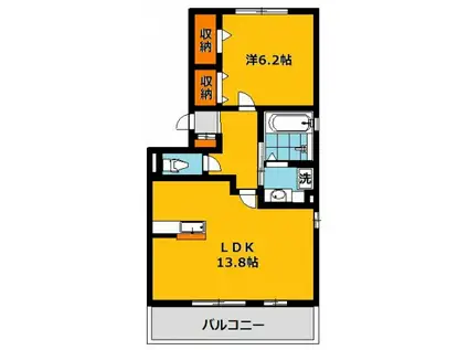 ジェンティール(1LDK/3階)の間取り写真