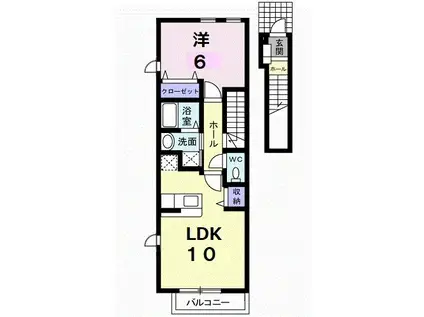 オペラシオン(1LDK/2階)の間取り写真