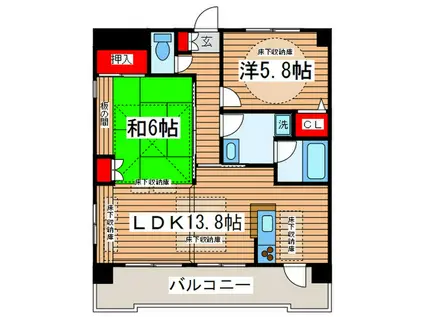 ルネス・リベルテ(2LDK/1階)の間取り写真