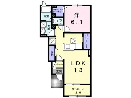 レジデンスB(1LDK/1階)の間取り写真