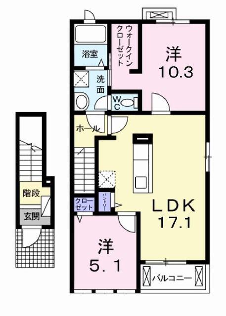 ビオーラ静(2LDK/2階)の間取り写真