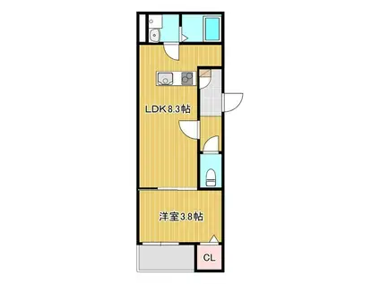 CALM大江(1LDK/1階)の間取り写真