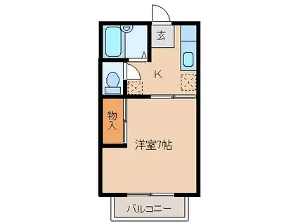 ソレイユ鷹の道(1K/1階)の間取り写真