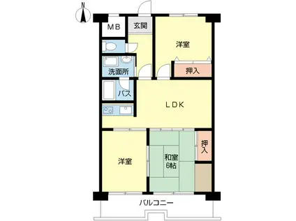 NASU1ビル(3LDK/6階)の間取り写真