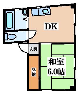坂下マンション(1DK/3階)の間取り写真