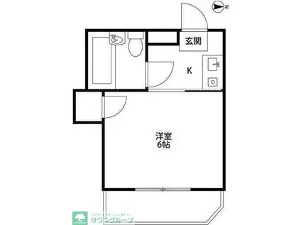 グランドハイツ八王子(1K/2階)の間取り写真