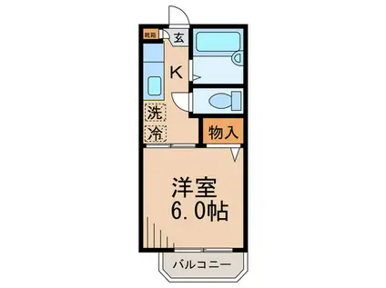 第2ハイツ相生(1K/2階)の間取り写真