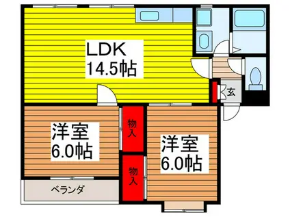 クレッセントパーク与野(2LDK/1階)の間取り写真