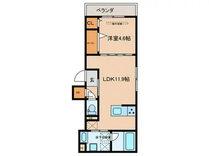 D-RESIDENCE蛍池西町(1LDK/1階)の間取り写真