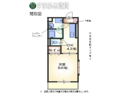 セントレアール(1DK/2階)の間取り写真