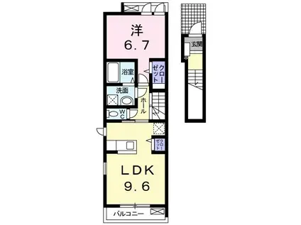 ラ・カーサ・フェリーチェ(1LDK/2階)の間取り写真
