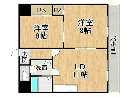 メイスト31ビル(2LDK/2階)の間取り写真