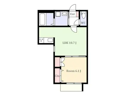 リュ デ セリジエ(1LDK/1階)の間取り写真