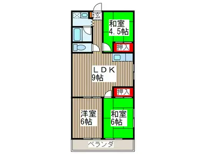 田中グリーンマンション(3LDK/1階)の間取り写真