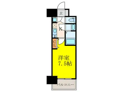 アドバンス江坂ラシュレ(1K/13階)の間取り写真