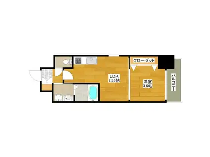 エスリードレジデンス江坂垂水町(1LDK/4階)の間取り写真