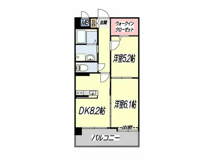 サンフェスタ帯山(2DK/8階)の間取り写真