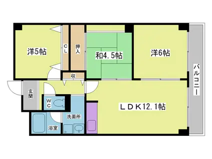 ベガ中上(3LDK/5階)の間取り写真