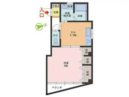 メゾンイースト(1DK/2階)の間取り写真