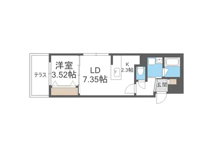 LA.GARBO 本郷(1LDK/1階)の間取り写真