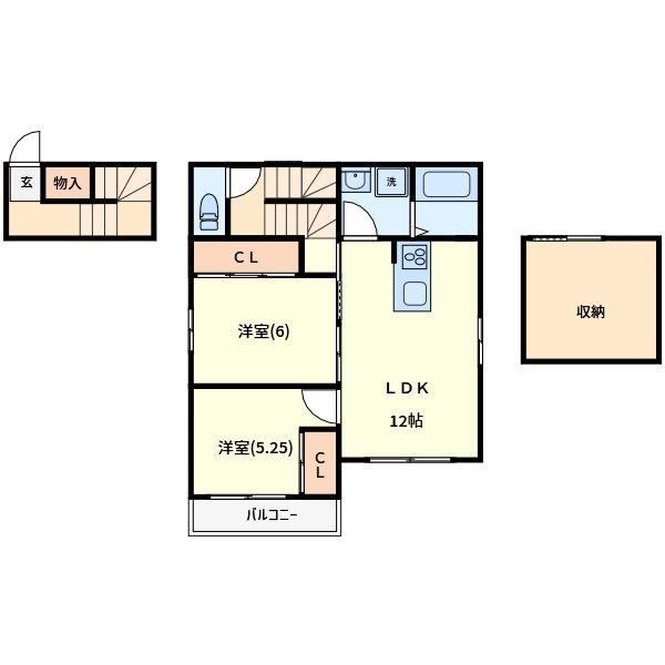 AVANTI(2LDK/2階)の間取り写真