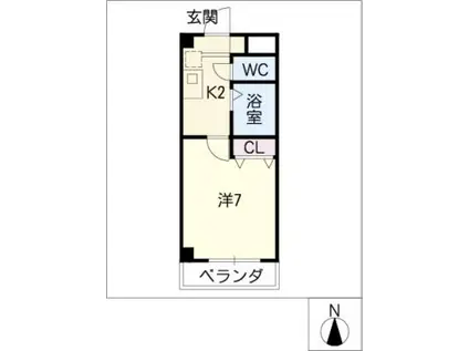 サン・ロマン八事(1K/2階)の間取り写真