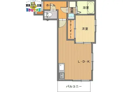 WITH AQUA(1LDK/2階)の間取り写真