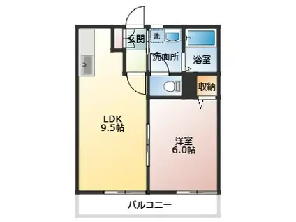 オーシャンコート野比(1LDK/2階)の間取り写真
